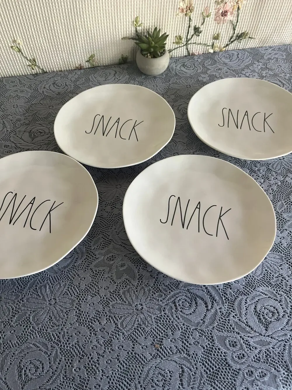 Rae Dunn SNACK Melamine Plates Set of 4 8 in Artisan Collection by Magenta